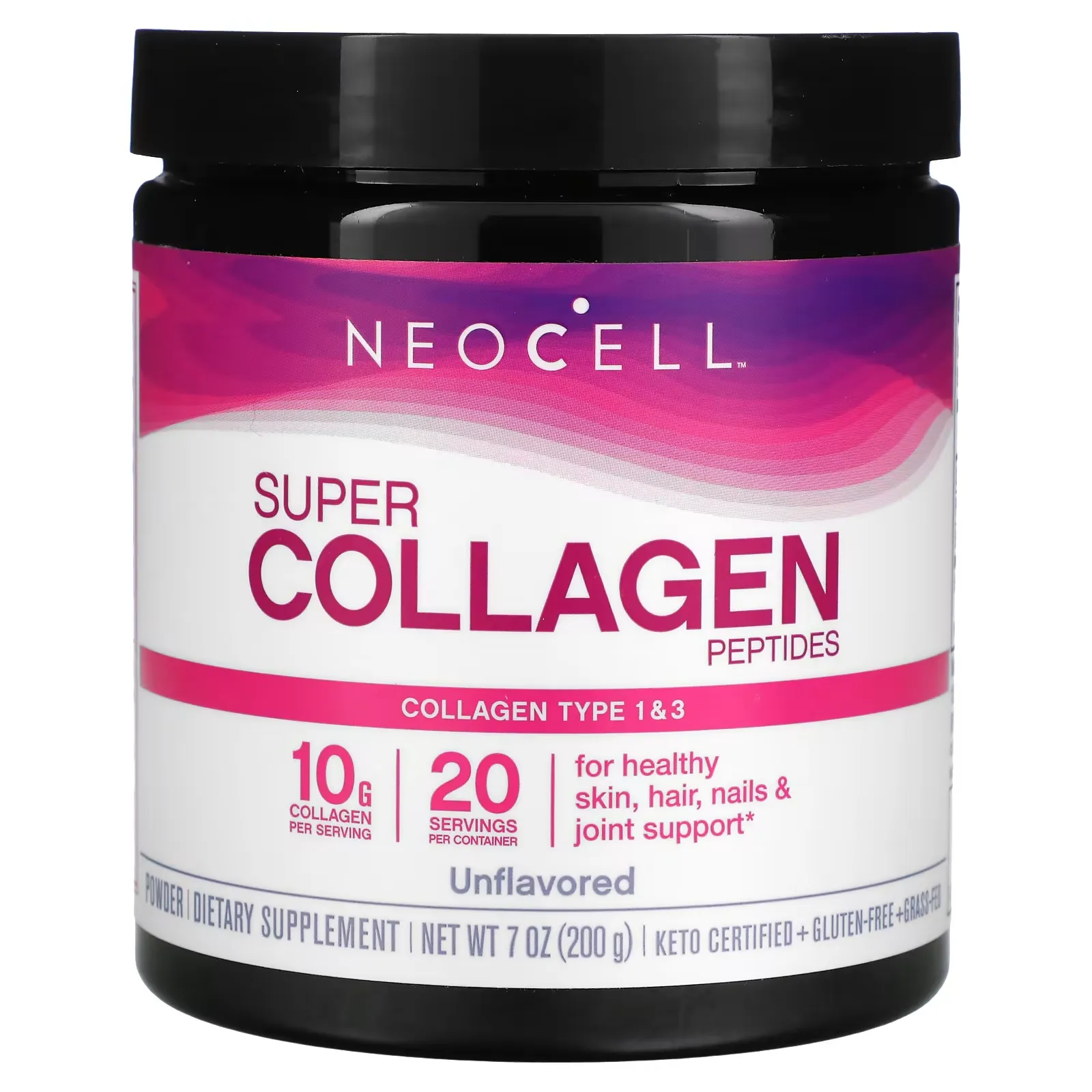 Super Collagen Peptides, Unflavored, 7 oz (200 g)