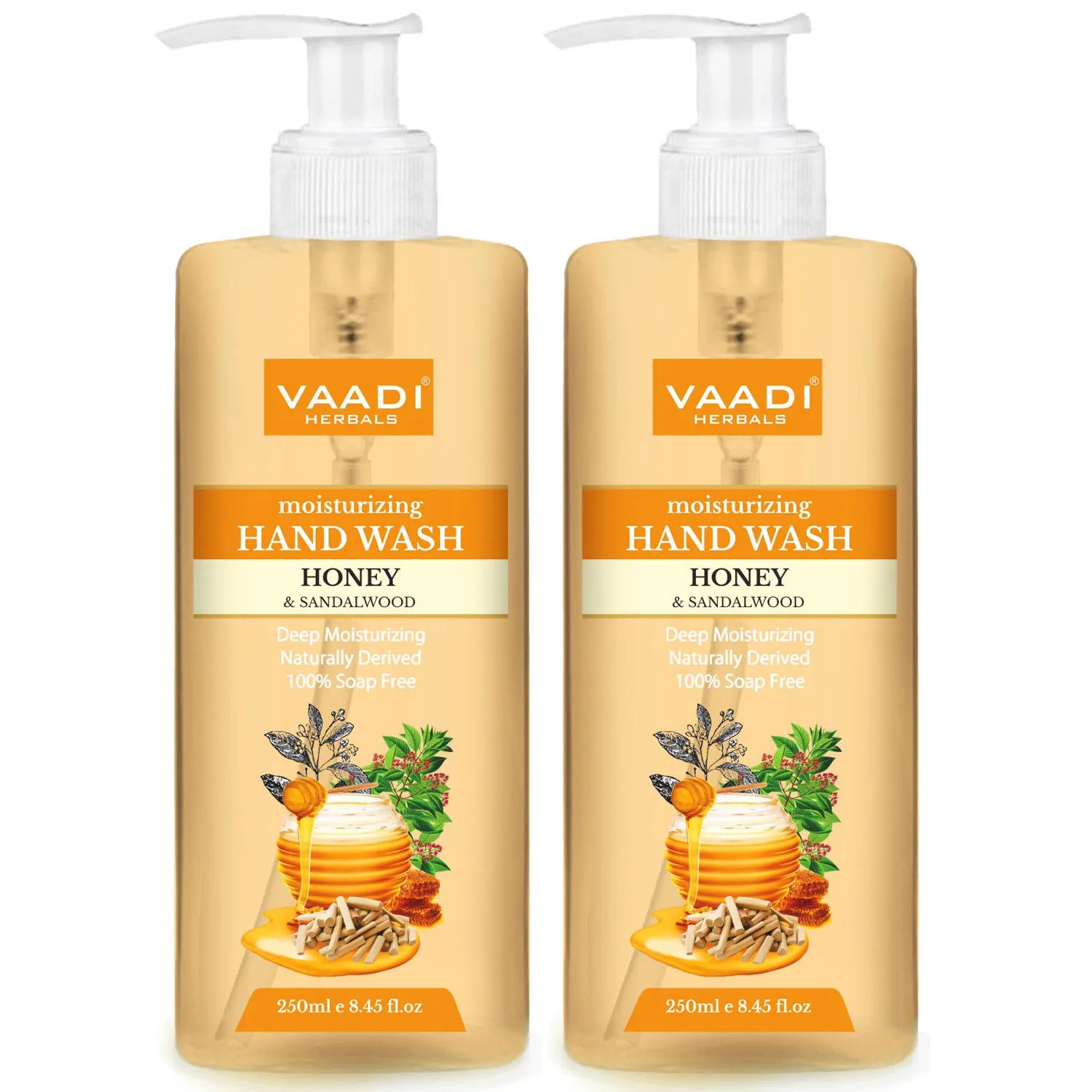 Vaadi Herbals Deep Moisturizing Honey & Sandal Hand Wash - Pack of 2