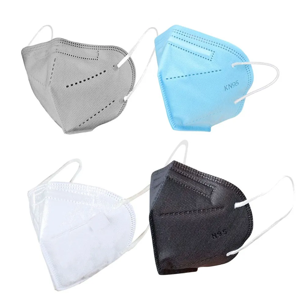 Fabula Pack Of 4 Kn95/N95 Anti-Pollution Reusable 5-Layer Mask (Black, White, Grey, Blue)