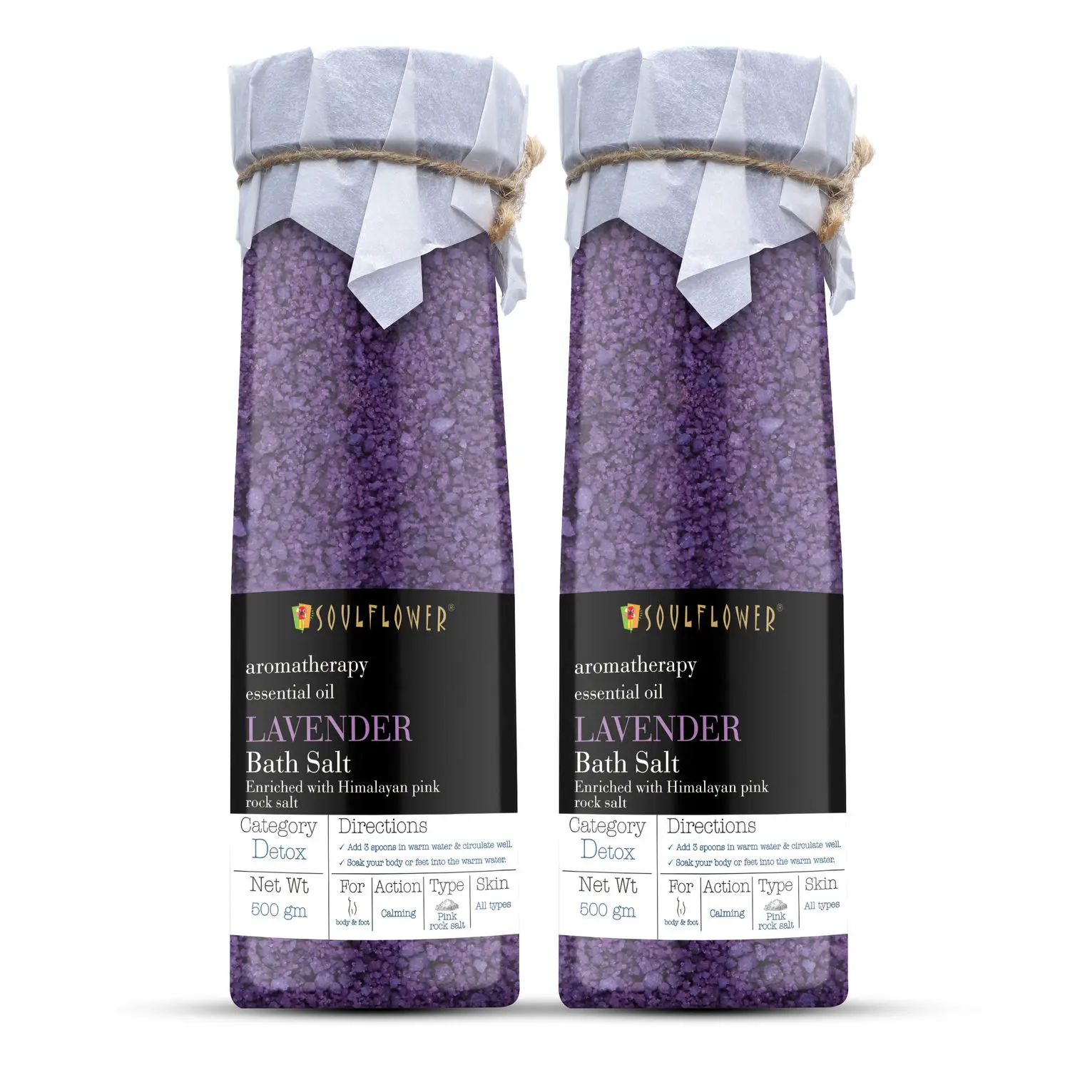 Soulflower Lavender Aroma Bath Salt (500g each) Pack of 2