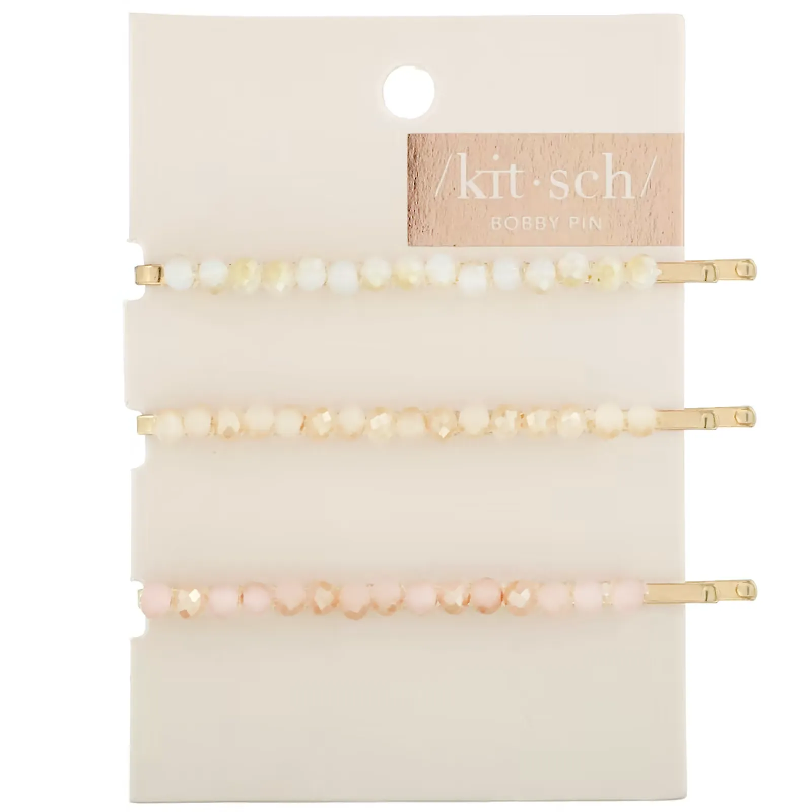 Beaded Bobby Pins, Blush/Mauve, 3 Pieces