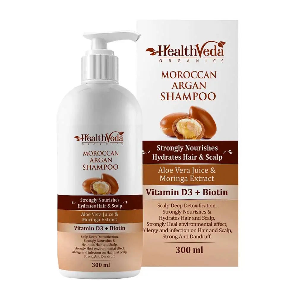 Health Veda Organics Moroccan Argan Shampoo,  300 ml  Hydrates Hair & Scalp