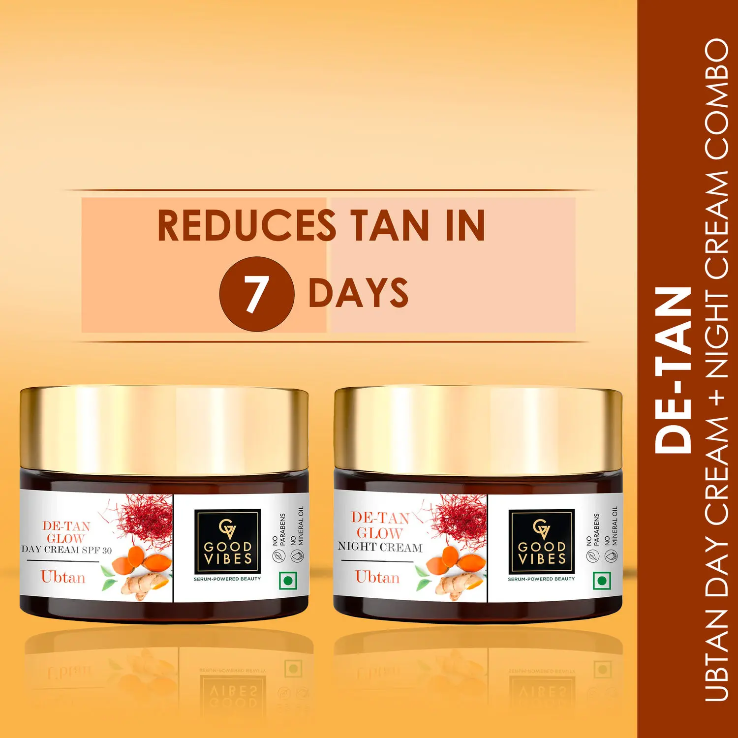 Good Vibes Ubtan De-tan Day and Night Cream Combo: Protect and Nourish Your Skin (50g)