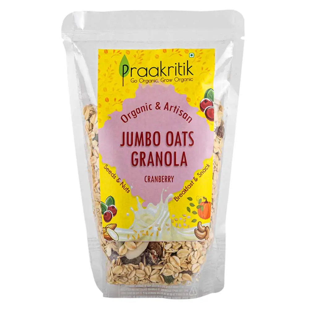 Praakritik Organic Jumbo Oats Granola,  300 g  Cranberry