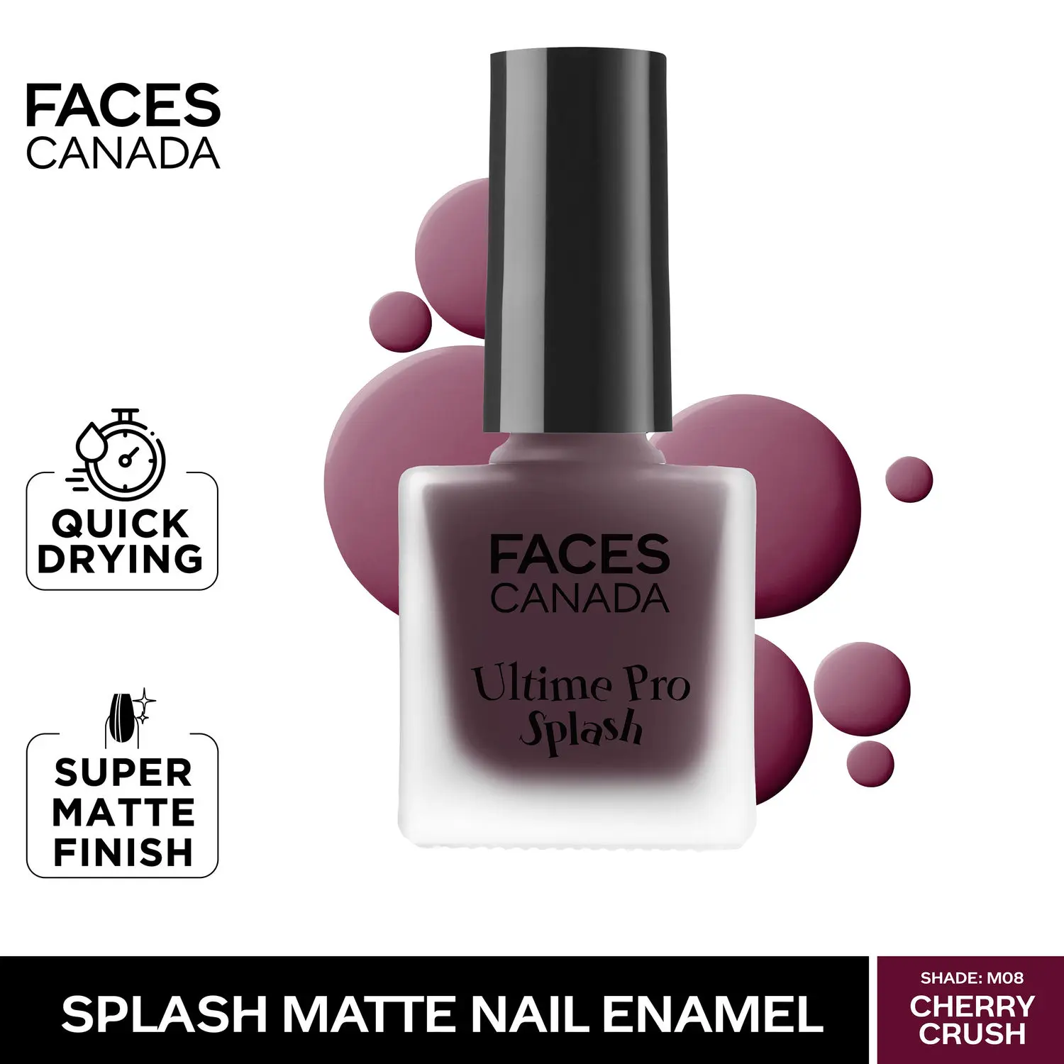 Faces Canada Ultime Pro Splash Nail Enamel Cherry Crush M08 MRP 149