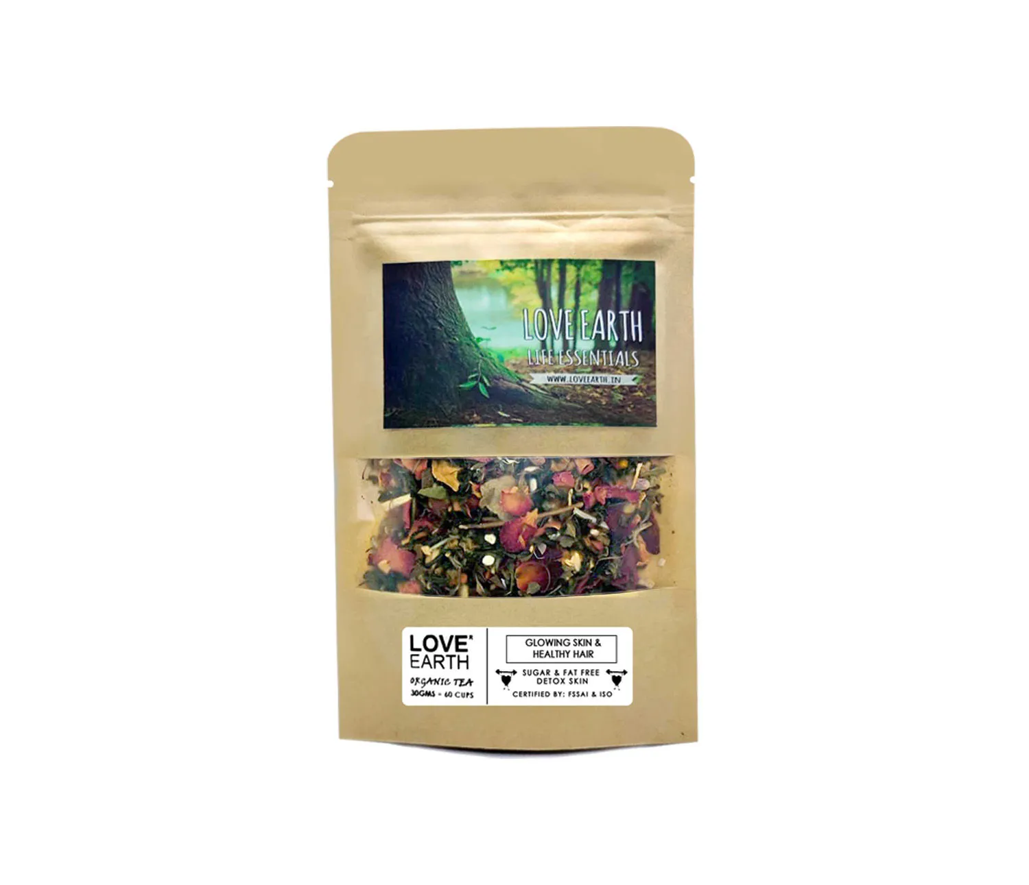 Love Earth Glowing Skin and Healthy Hair Green Tea with Aswagandha for Immunity Healthy Hairs