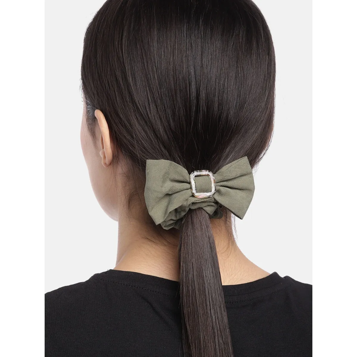 Blueberry Olive Green Bow Scrunchies