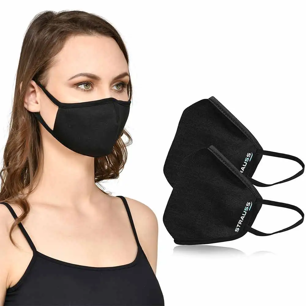 Strauss Unisex Anti-Bacterial Protection Mask,  Non Vent, Small, Black (Pack of 2)