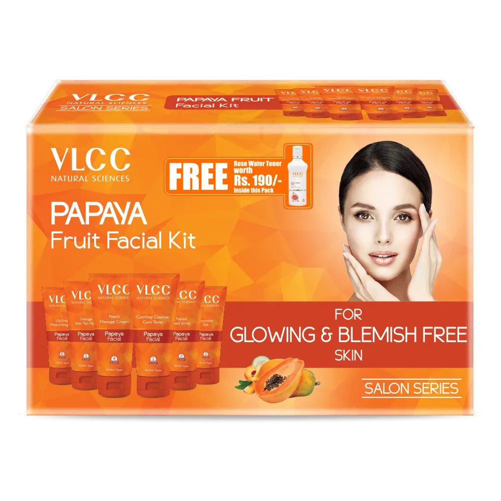 VLCC Papaya Fruit Facial Kit + FREE Rose Water Toner Worth Rs 190