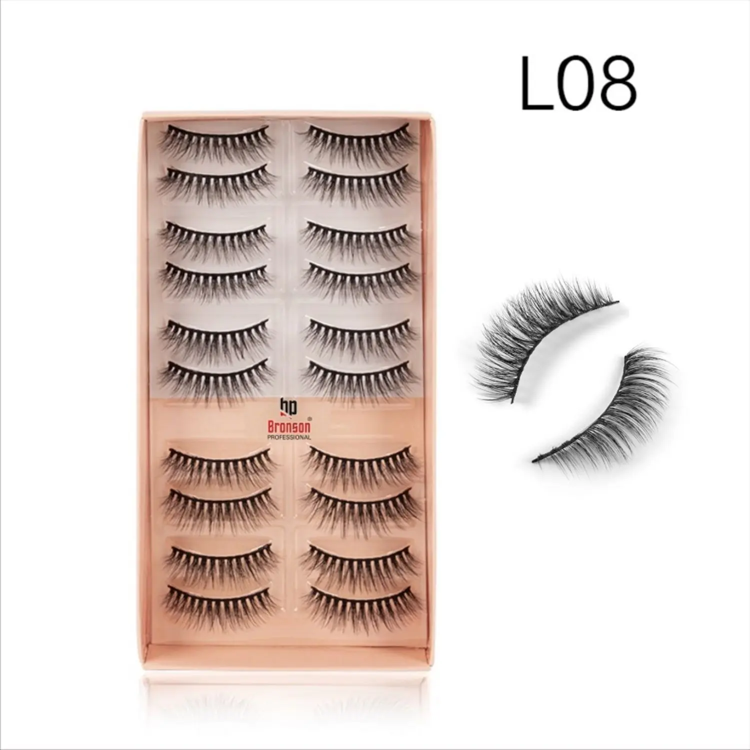 Bronson Professional Eyelash set 3D false long and natural eye makeup 10 pairs No. 8