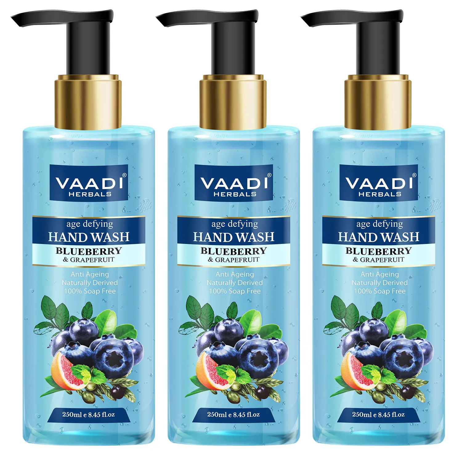 Vaadi Herbals Pack of 3 Age Defying Blueberry & Grapefruit Hand Wash (250 ml x 3)