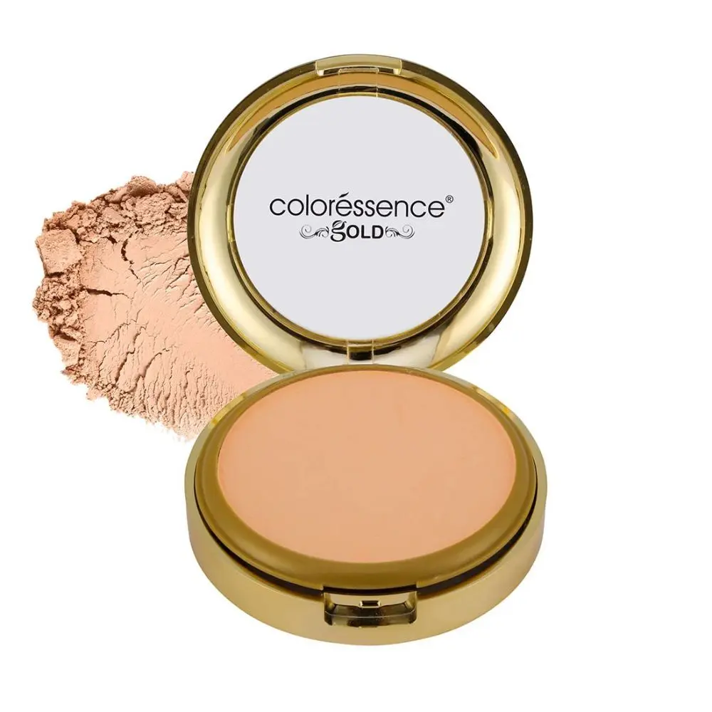 COLORESSENCE Glitterati Compact Powder Gold Range SPF 15 Oil Free Matte Finish Face Satin Pressed Formula, 10g - Natural