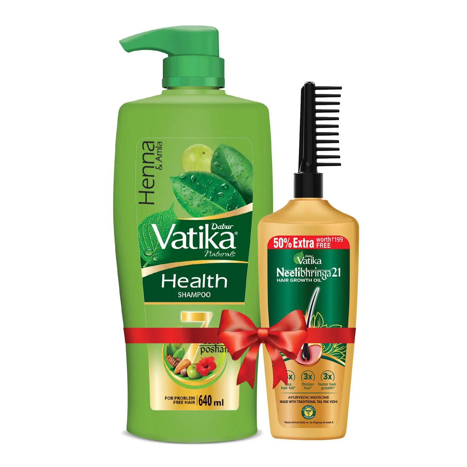 Dabur Vatika Natural Nourishment Kit (Vatika Neelibringha 100ml+50ml & Vatika Health Shampoo 640ml)