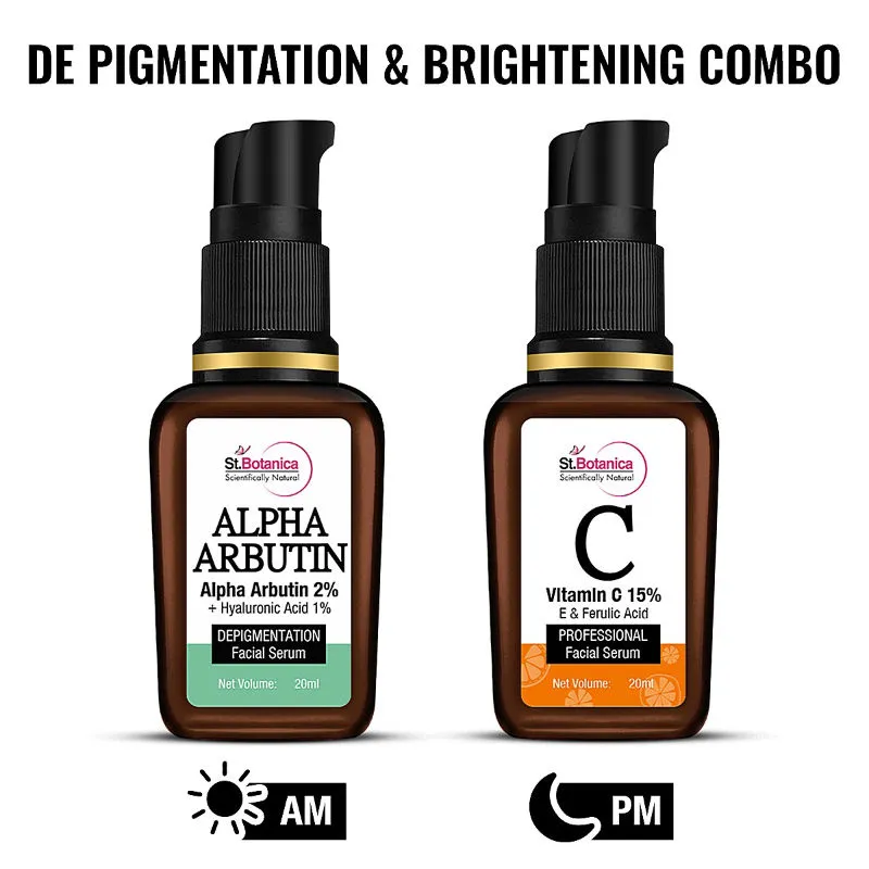 St.Botanica De Pigmentation & Glow Boosting Serum Combo - Vitamin C 15% + Alpha Arbutin