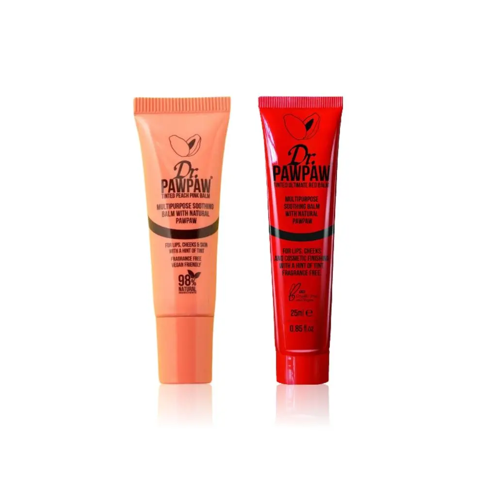 Dr.PAWPAW Lip Balm Super Saver Combo | Peach Pink (10 ml) & Ultimate Red (10 ml)