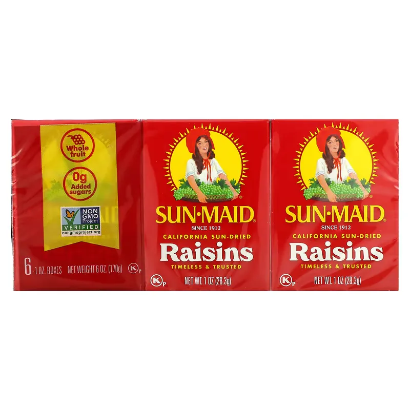 California Sun-Dried Raisins, 6 Boxes, 1 oz (28.3 g) Each