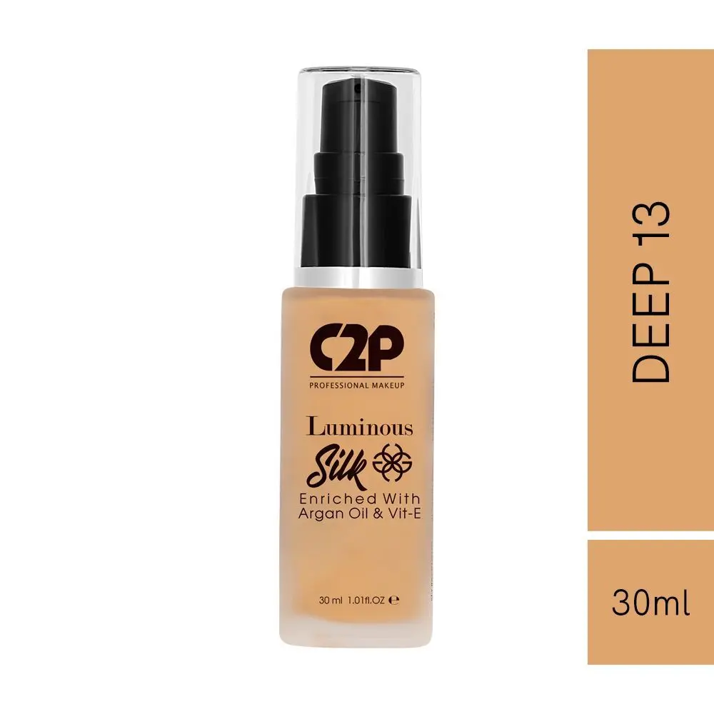 C2P Pro Luminous Silk Liquid Foundation Enriched with Argan Oil & Vitamin E - Deep 13