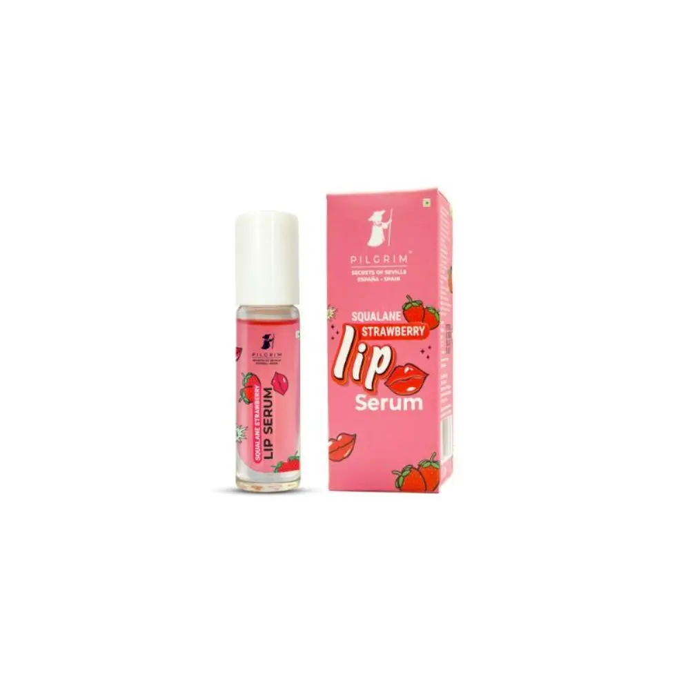 Pilgrim Squalane Hydrating Strawberry Lip Serum roll-on, 6ml, with Shea Butter & Pomegranate for Plump & Soft Lips, for Men & Women