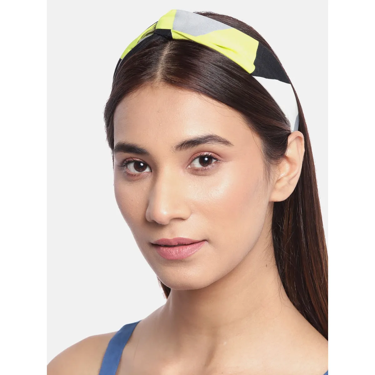 Blueberry Lime Green And Black Printed Knot Hairband