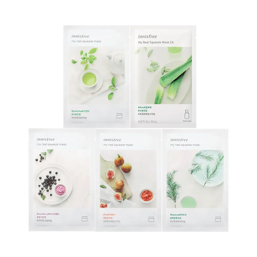 Innisfree Best Selling Real Squeeze Sheet Masks Pack