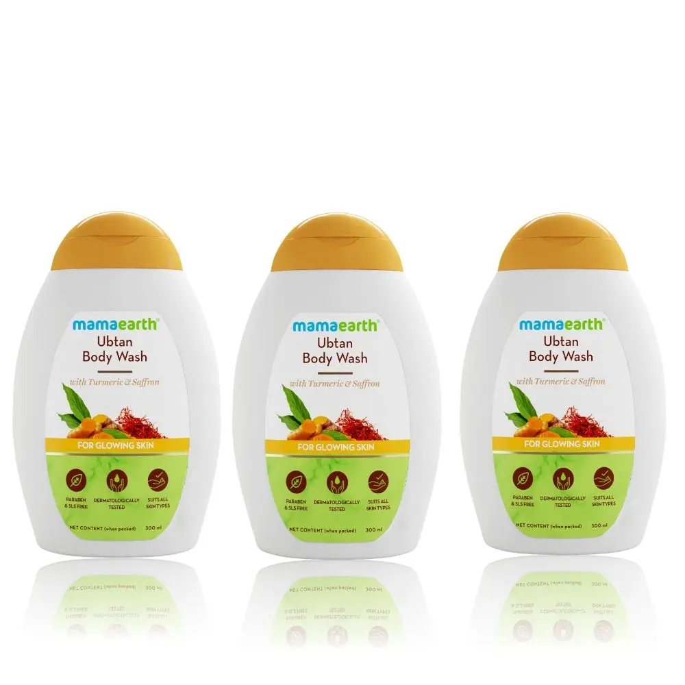 Mamaearth Ubtan Body Wash With Turmeric & Saffron for Glowing Skin Combo (Pack of 3) – 300 ml