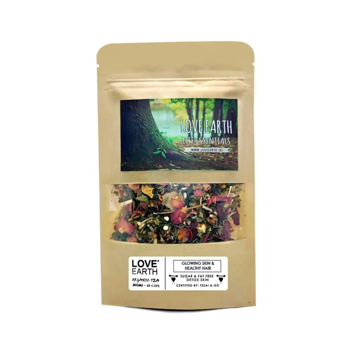 Love Earth Glowing Skin And Healthy Hair Green Tea With Green Tea & Aswagandha For Immunity, Healthy Hairs & Detoxifies Skin 30gm