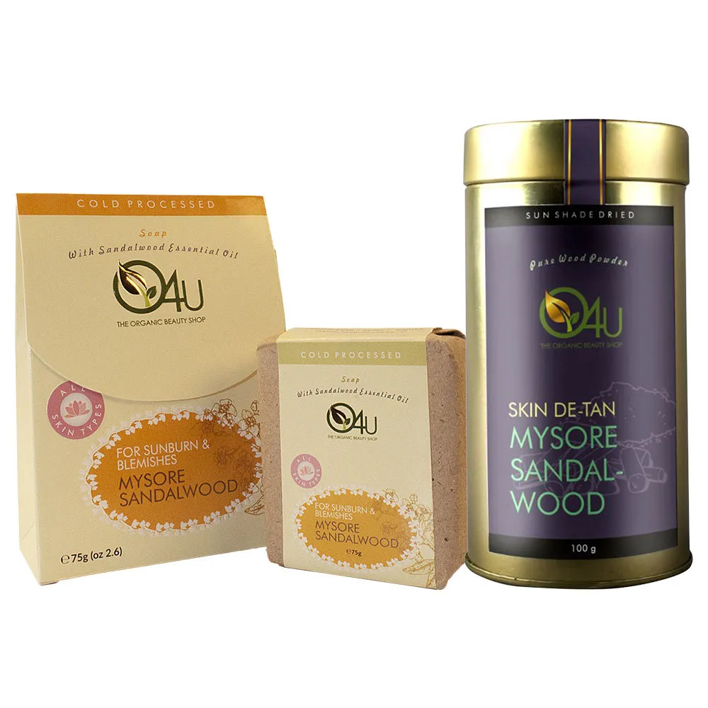 O4U Pure & Organic Mysore Sandalwood Powder + Natural Mysore Sandalwood Soap