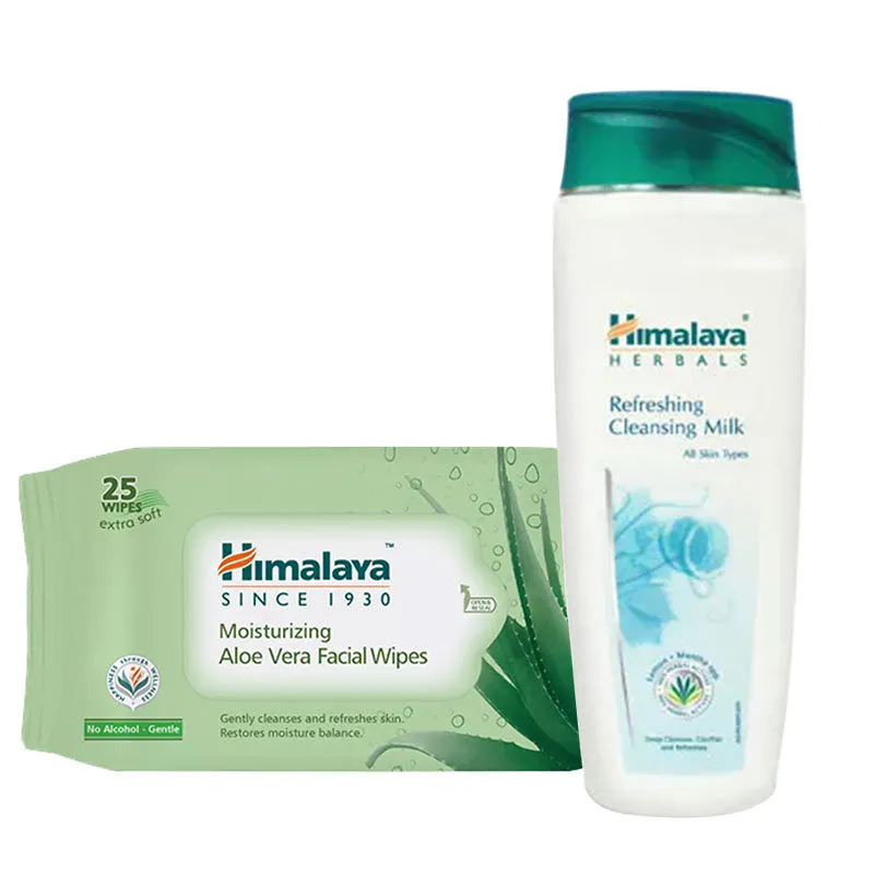 Himalaya Refreshing Cleansing Milk with Facial Wipes Combo(25 Wipes)