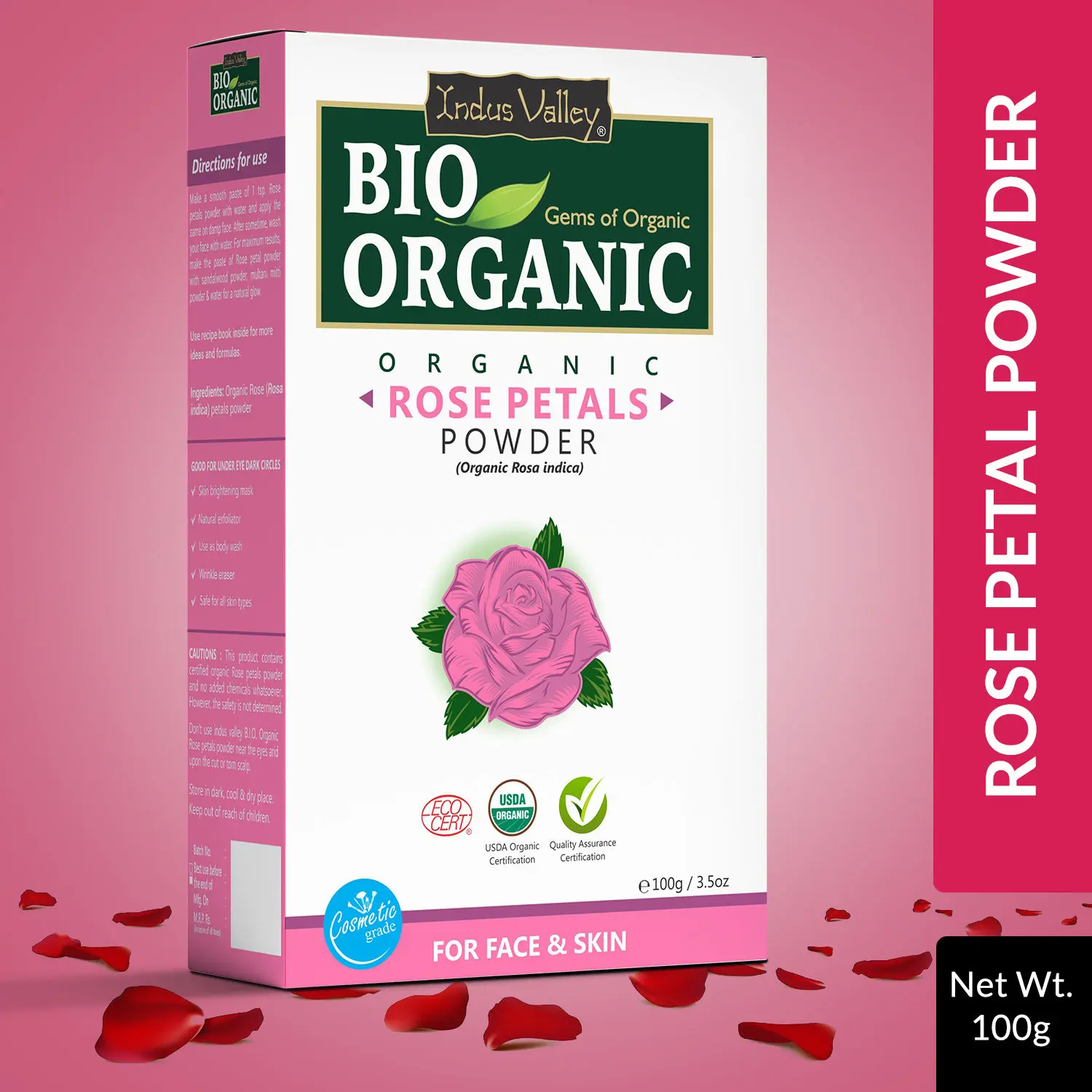 Indus valley bio organic rose petal powder