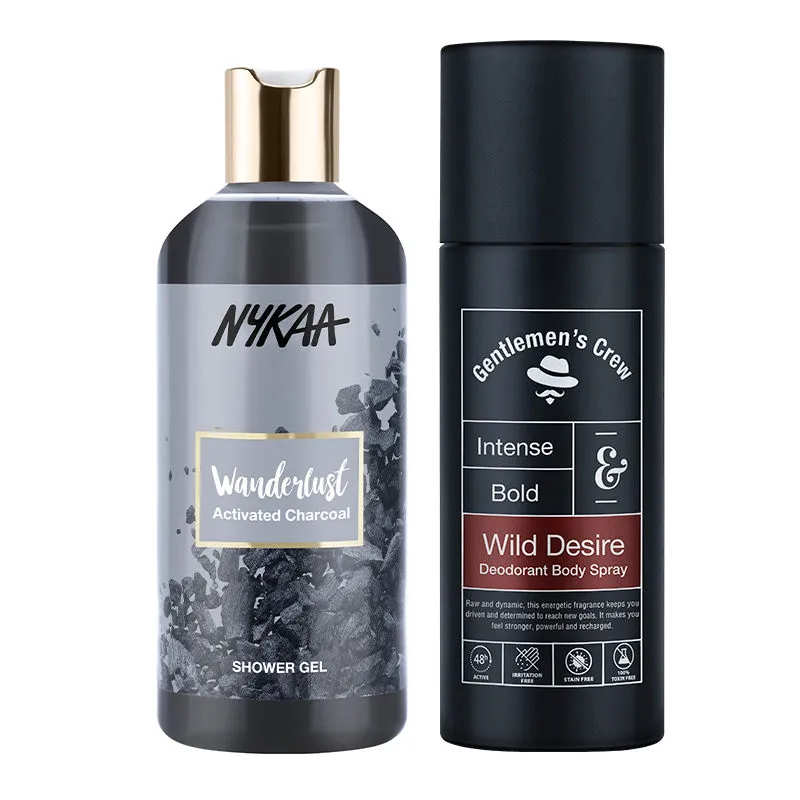 Gentlemen's Crew Deodorant Wild Desire +  Wanderlust Activated Charcoal Shower Gel