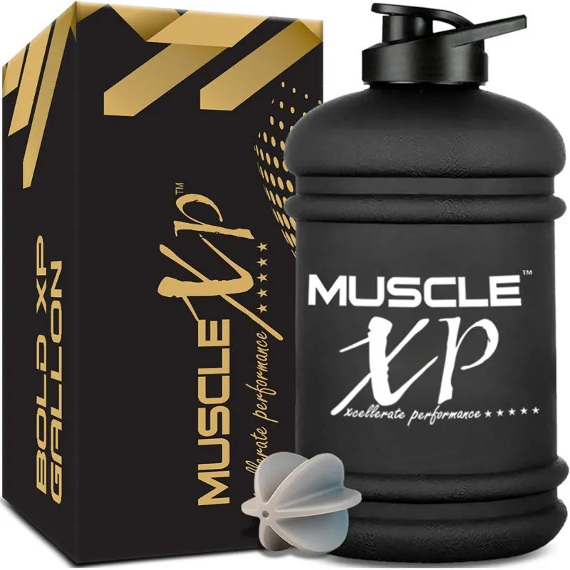 MuscleXP Boldxp Gym BCAA Protein Shaker & Gallon Water Bottle With Blender Ball - Black