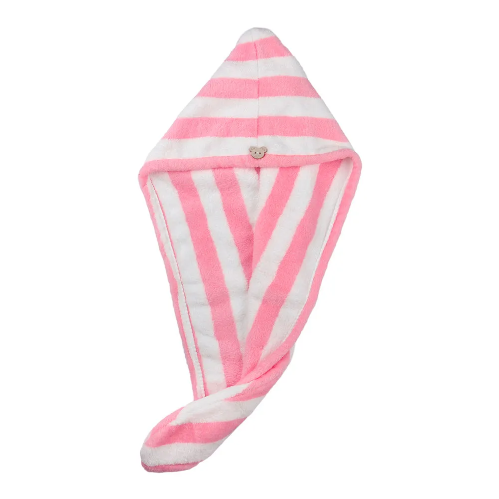 Streak Street Microfiber Hair Wrap Towel - Slush Pink Stripes