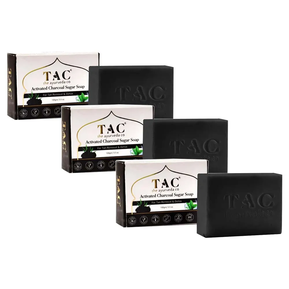 TAC - The Ayurveda Co. Activated Charcoal Handmade Sugar Soap (pack Of 3)