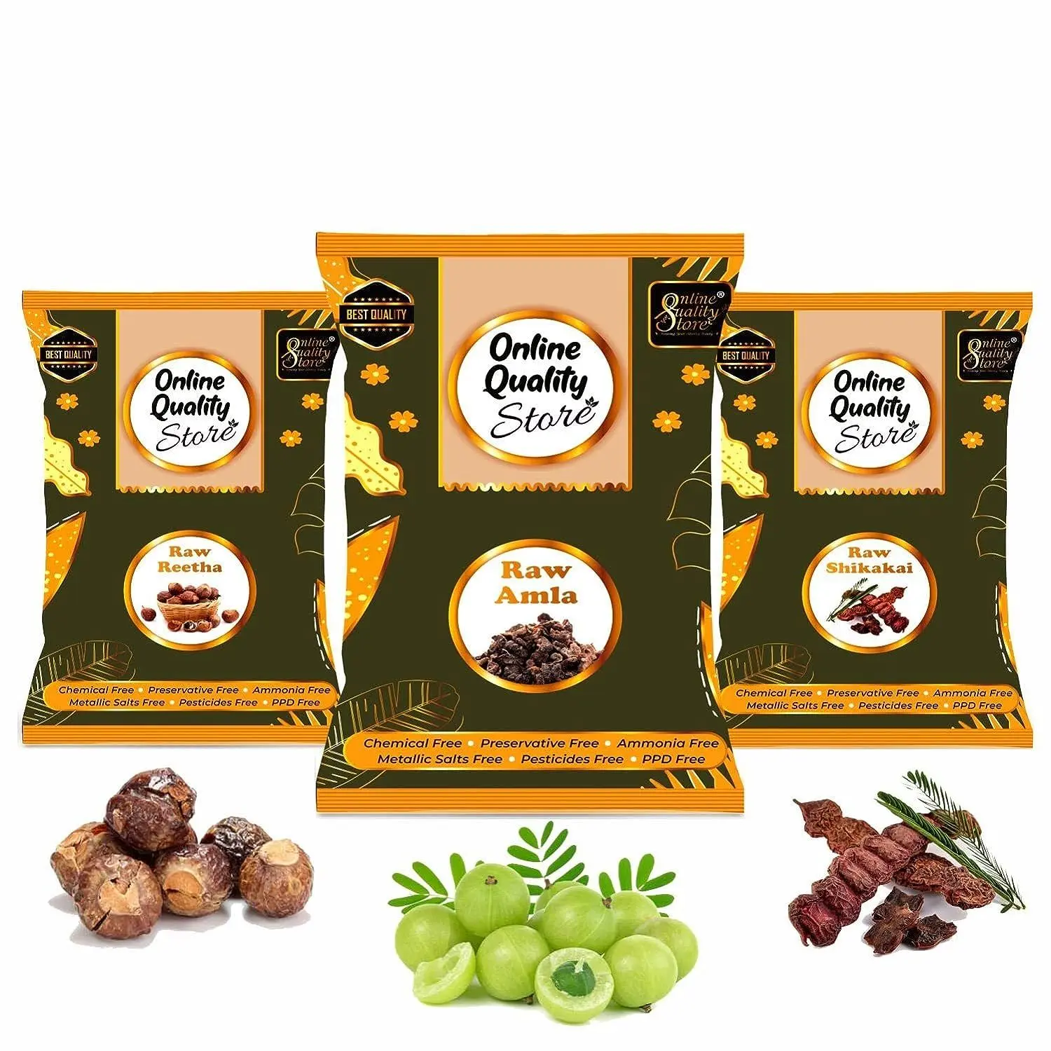 Online Quality Store Hair Care Combo - 900 g (Set of 3) |reetha amla shikakai combo raw form |raw reetha for hair |Aritha|Reetha|Ritha|Soapnuts (Sapindus Mukorossi) {raw_Ritha_amla_Shai_900}