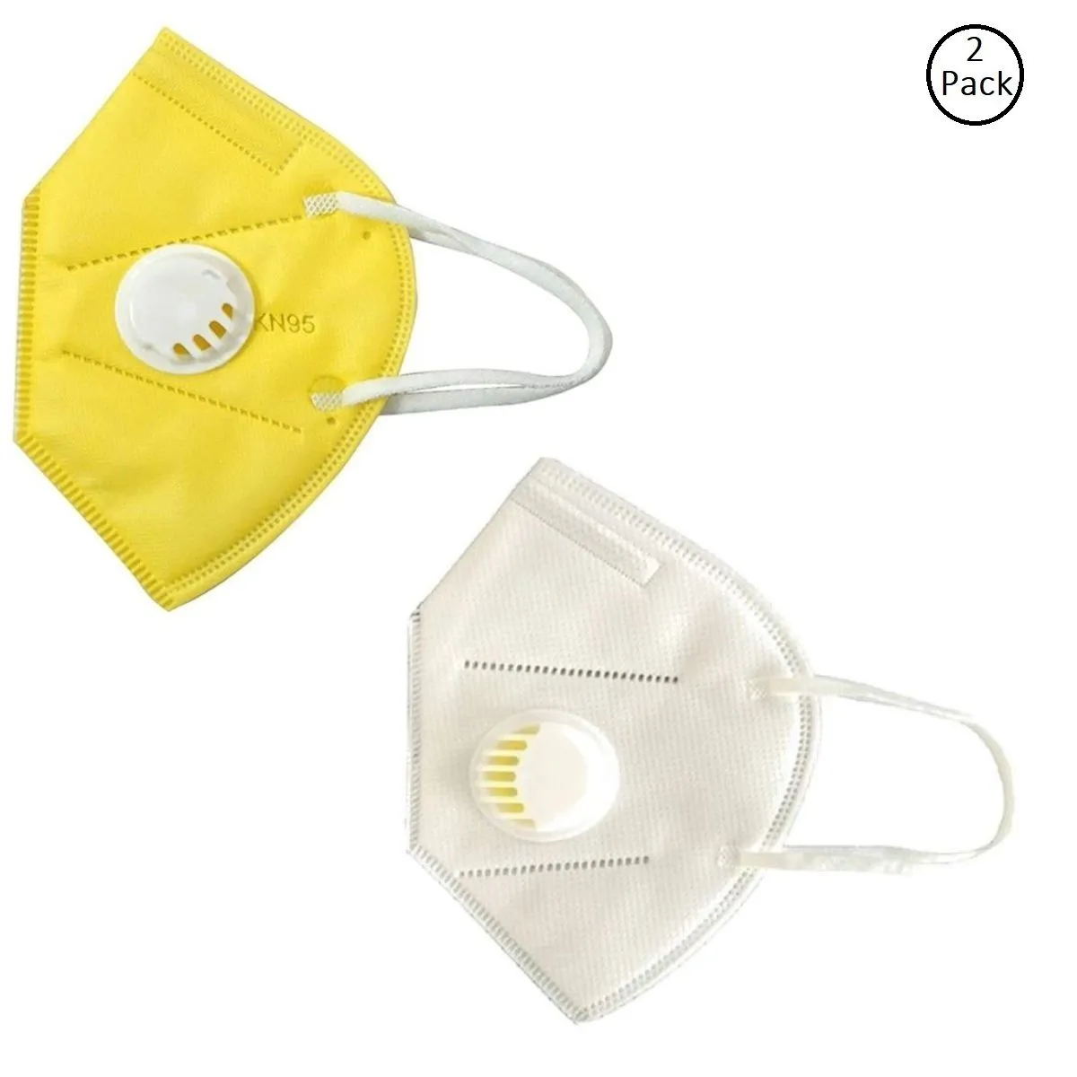 OOMPH Pack of 2 Anti-Pollution Reusable 5 Layer Mask - White Yellow