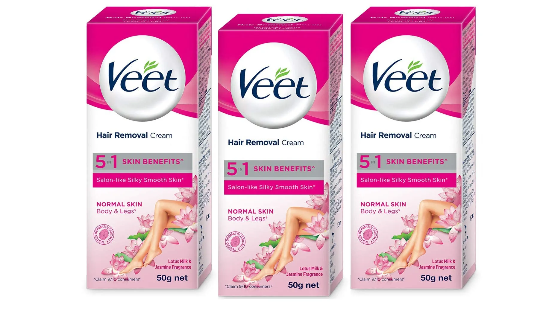 Veet Pure Hair Removal Cream for Women With No Ammonia Smell, Normal Skin (Pack of 3)