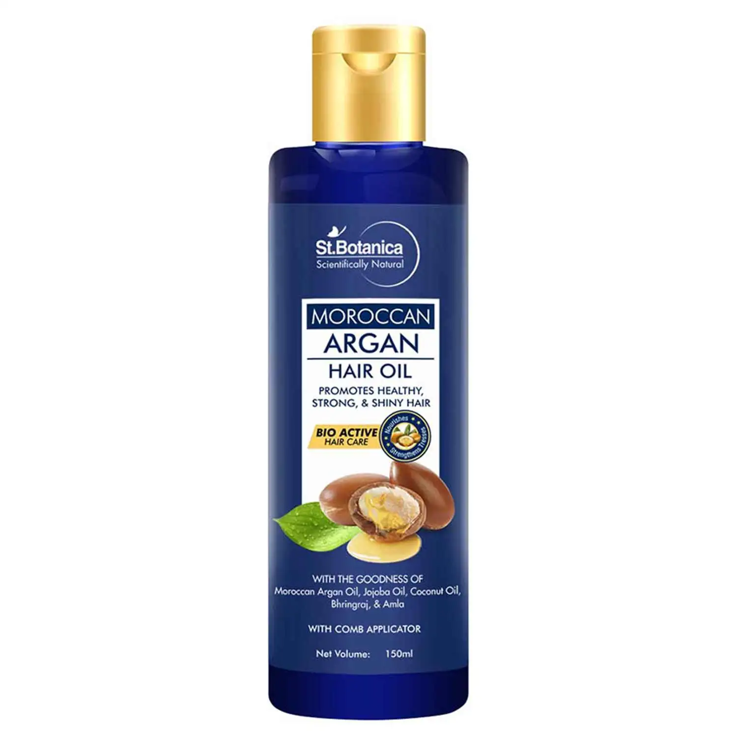 St.Botanica Moroccan Argan Hair Oil with Comb Applicator,  150 ml  with Goodness Of 19 Oils - Promotes Healthy, Long, Strong & Shiny Hair