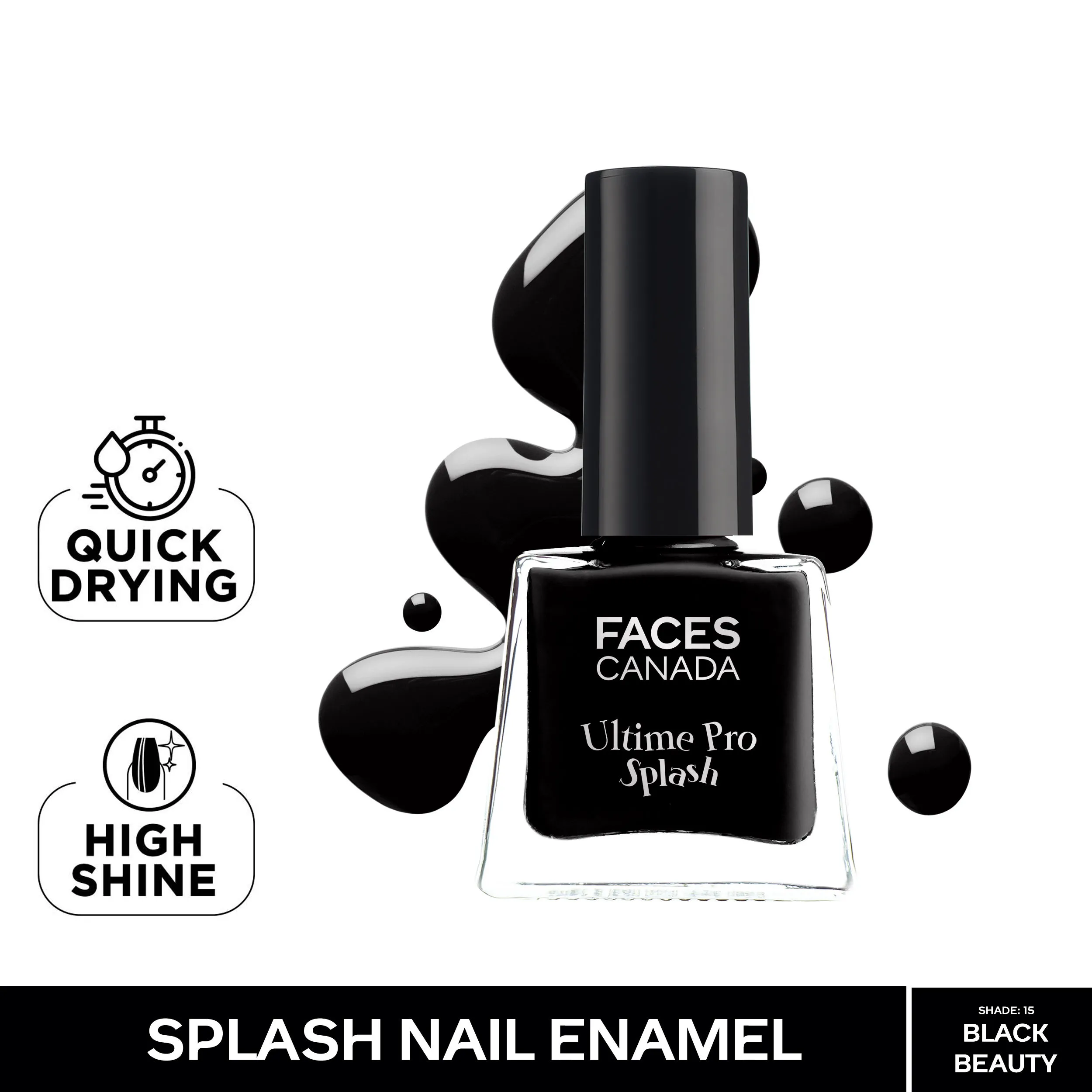 Faces Canada Ultime Pro Splash Nail Enamel - Black Beauty 15