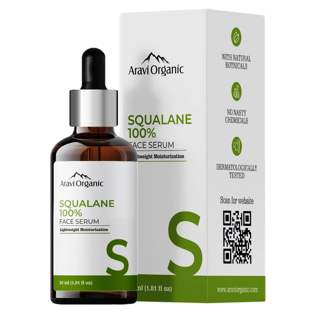 Aravi Organic 100% Squalane Face Oil (Plant-derived) For Moisturize, Nourish & Reduce Fine Lines