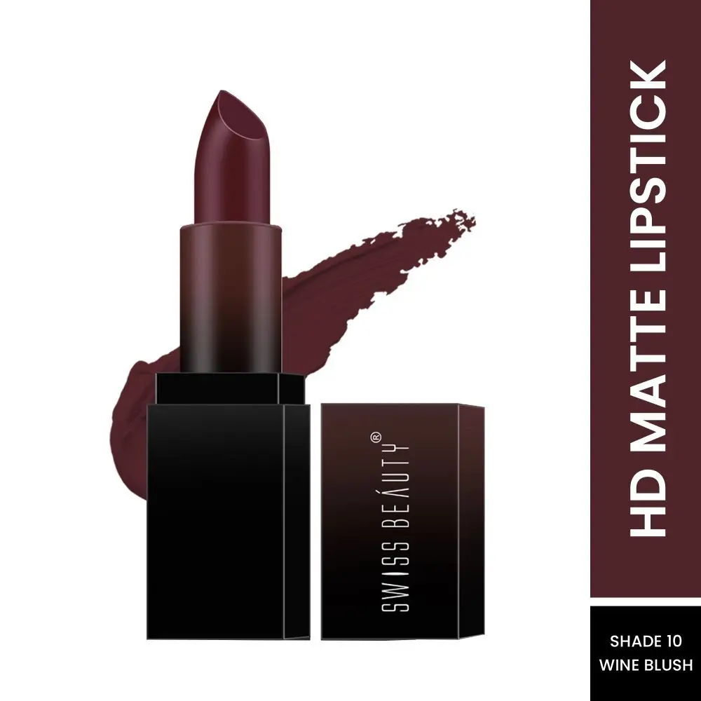 Swiss Beauty HD Matte Lipstick Wine Blush 10 (3.5 g)