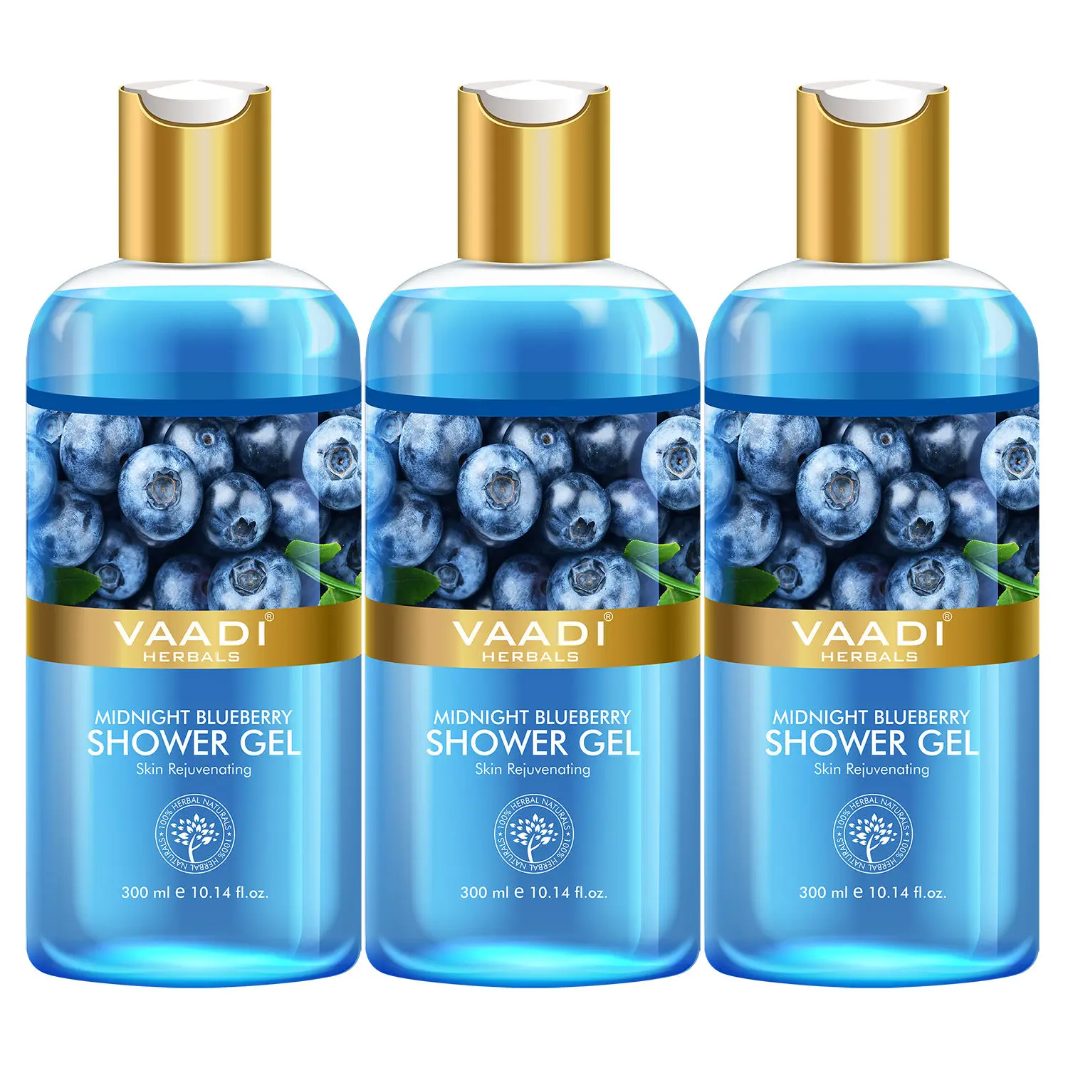 Vaadi Herbals Midnight Blueberry Shower Gel Value Pack of 3 (300 ml x 3)