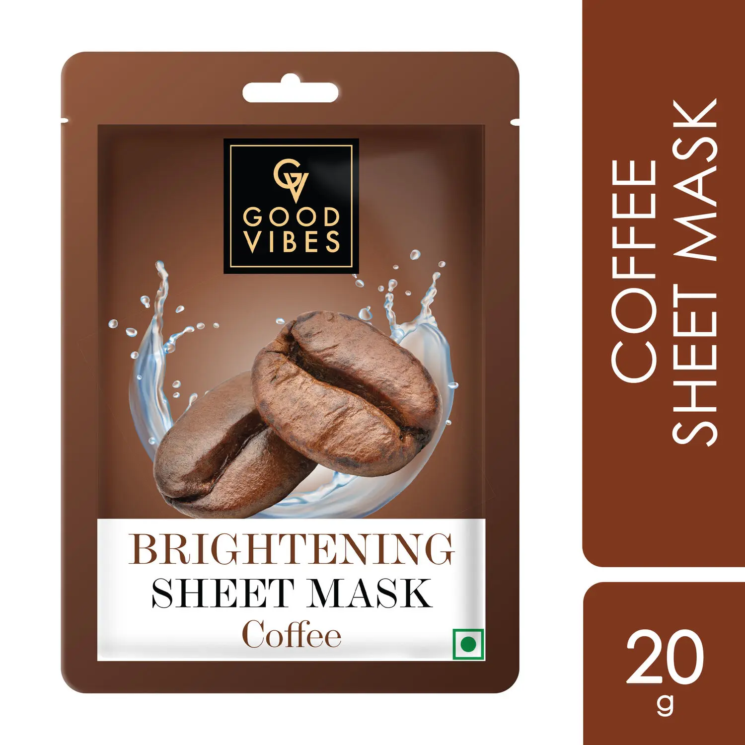 Good Vibes Coffee Brightening Sheet Mask | Nourishing, Softening | Vegan, No Parabens, No Sulphates, No Mineral, No Animal Testing (20 g)