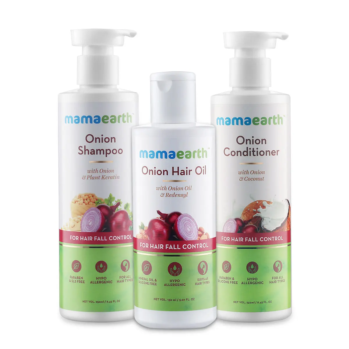 Mamaearth Mamaearth Anti Hair Fall Spa Range With Onion Hair Oil + Onion Shampoo + Onion Conditioner For Hair Fall Control