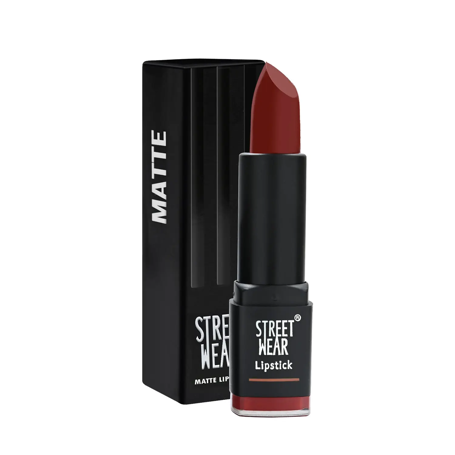 STREET WEAR® Matte Lipstick -NAKED BROWN (Brown) - 4.2 gms -Longwear, Velvety texture, Fade-resistant, High Color payoff, Lightweight Matte Lipstick, Plant-based Canuuba wax, Paraben-free