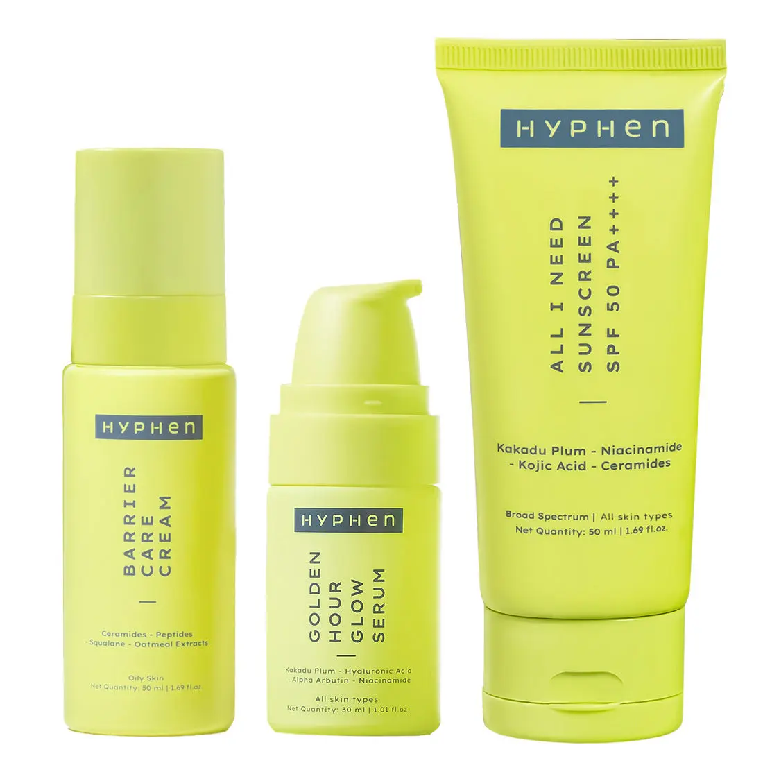 Hyphen Daily Face Care Regime for Combination & Oily Skin | Oil Control & Improve Skin Barrier | Face Serum, Face Moisturizer & Sunscreen SPF 50 Combo