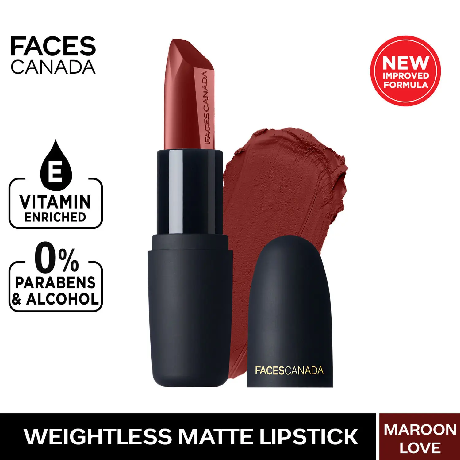 Faces Canada Weightless Matte Finish Lipstick Maroon Love 06 4.5 gm