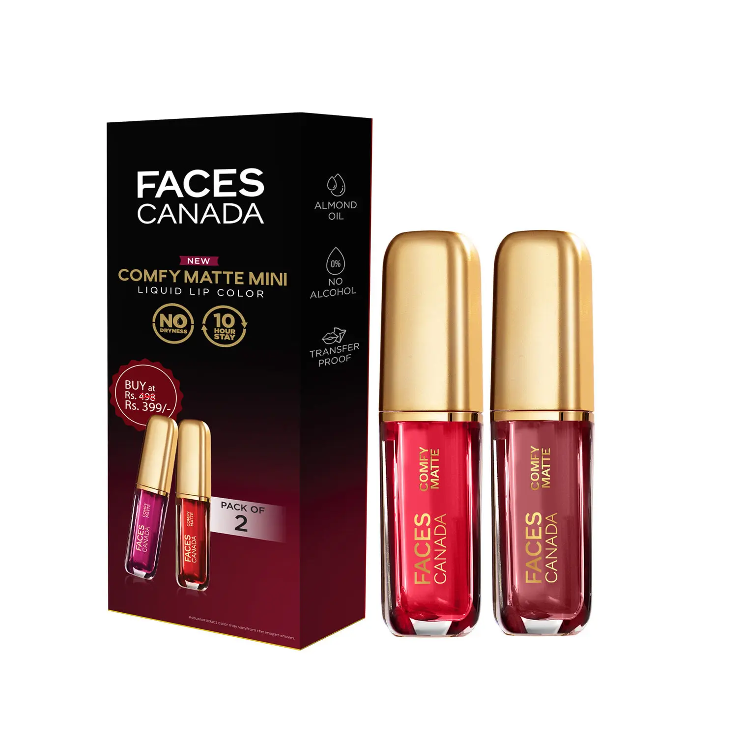 FACES CANADA Comfy Matte Mini Liquid Lipstick Combo I Getting Ready + Just So You Know I 2.4 ml