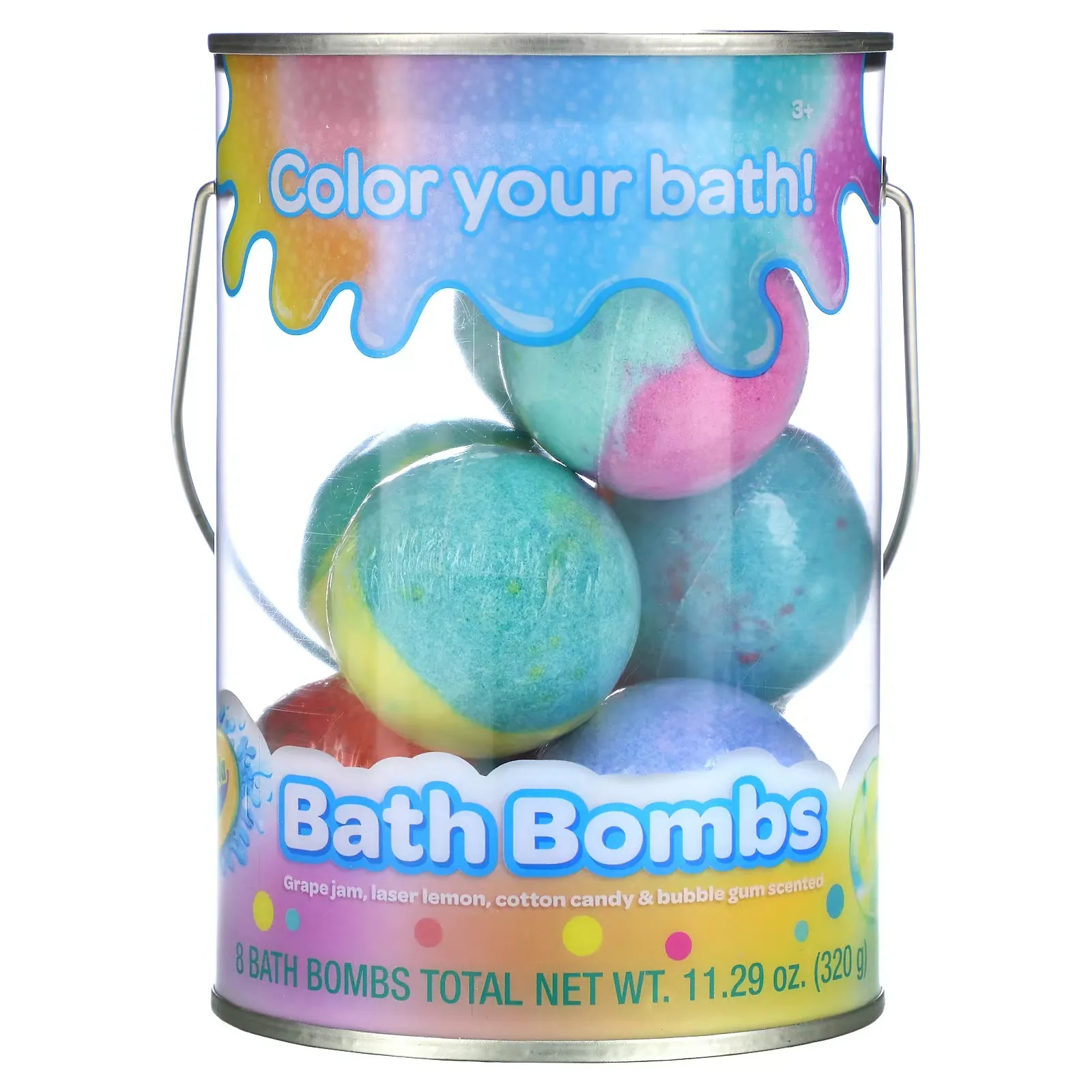 Bath Bombs, Grape Jam, Laser Lemon, Cotton Candy & Bubble Gum Scented, 8 Bath Bombs, 11.29 oz (320 g)