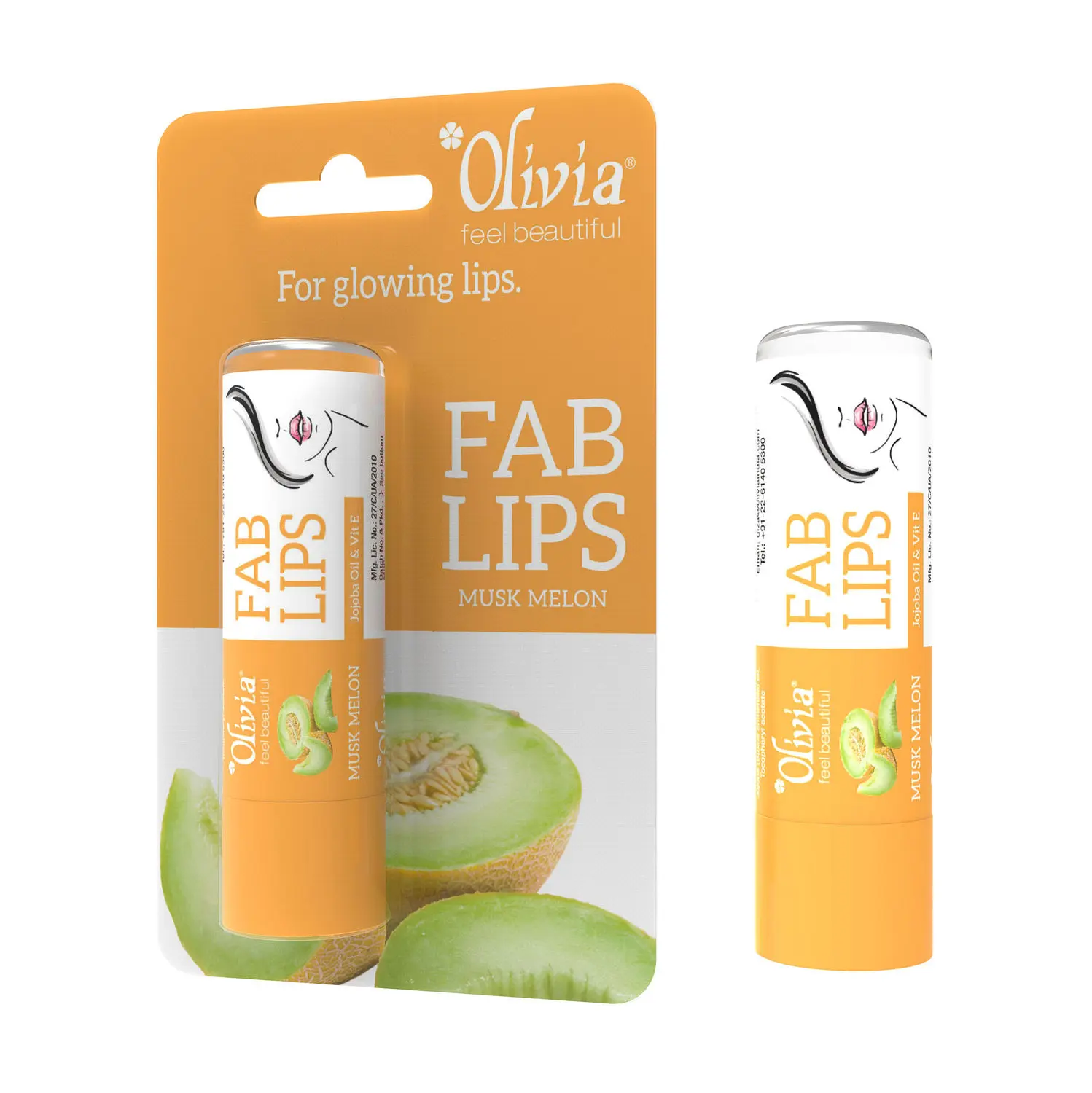 Olivia Musk Melon Fab Lip Balm Jojoba Oil & Vitamin E for Glowing Lips (4.3 g)