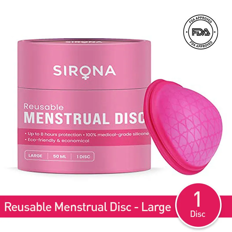 Sirona FDA Approved Reusable Menstrual Cup Disc (Large Size) for Women | Upto 8 hours Protection